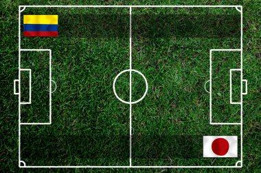 Ulusal Kolombiya ile Japonya arasındaki futbol kupası yarışması.