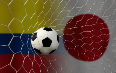 Ulusal Kolombiya ile Japonya arasındaki futbol kupası yarışması.