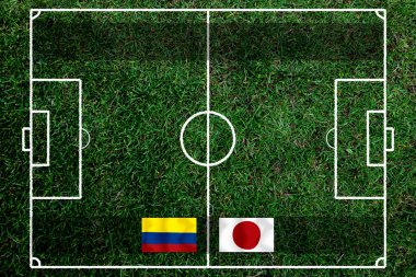 Ulusal Kolombiya ile Japonya arasındaki futbol kupası yarışması.