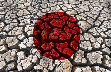Çatlak arka planda Japon bayrağı