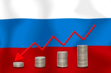 Konsept grafik Ekonomik düşüş Finans ve bayrak arkaplan muhasebe