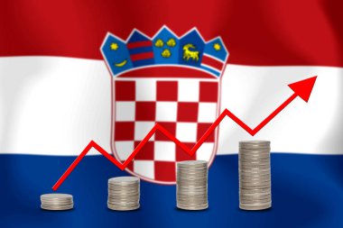 konsept grafik Ekonomik iyileştirme Finans ve bayrak arka planda muhasebe