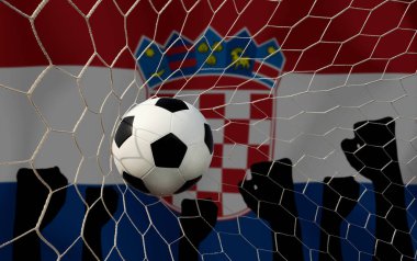 Hırvatistan bayrağı ve futbol topu. Spor kavramı.
