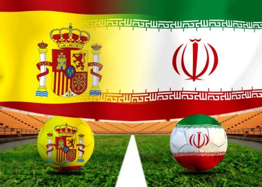 Ulusal İspanya ile İran arasındaki futbol kupası yarışması.