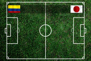 Ulusal Kolombiya ile Japonya arasındaki futbol kupası yarışması.