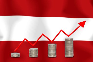 konsept grafik Ekonomik iyileştirme Finans ve bayrak arka planda muhasebe