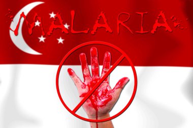 Bayrak arkaplanındaki sıtma salgınının açık el durdurma kavramını kabul et.