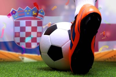 Futbol oyuncusu veya futbolcunun bacakları kapalı, yeşil çimlerde yürüyor ve ulusal Hırvat ve ulusal İngiltere 'de maç yapmaya hazır..