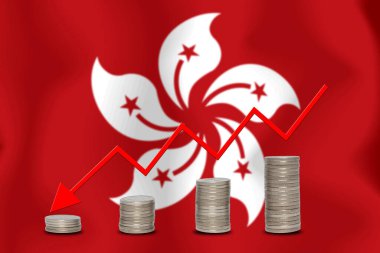 Konsept grafik Ekonomik düşüş Finans ve bayrak arkaplan muhasebe