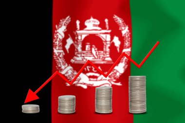 Konsept grafik Ekonomik düşüş Maliye ve Afganistan bayrak geçmişi muhasebe