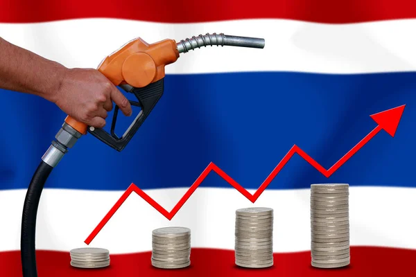 concept  World oil price Chart on  flag background