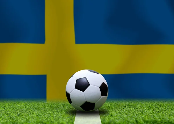 Zweden Vlag Voetbal Bal Concept Sport — Stockfoto