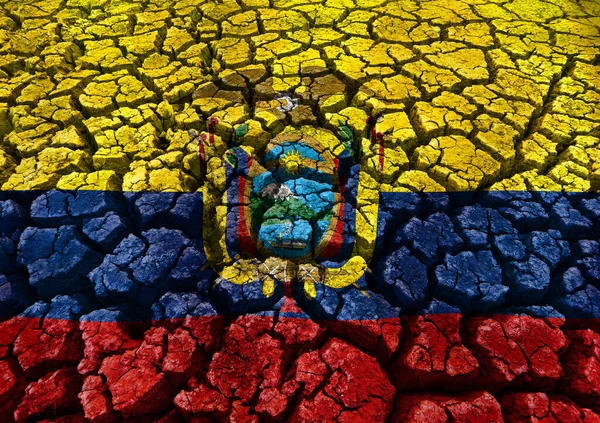 Vlag Van Andorra Gebarsten Aarde Achtergrond — Stockfoto