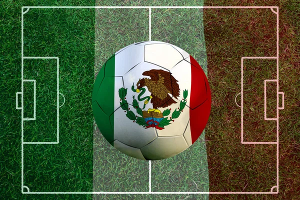 Σημαία Μεξικού Και Μπάλα Ποδοσφαίρου Έννοια Αθλητισμού — Φωτογραφία Αρχείου