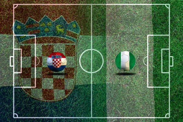 クロアチア代表とナイジェリア代表のサッカーカップ戦 — ストック写真