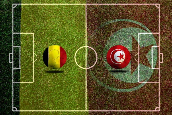 ベルギー代表とチュニス代表のサッカーカップ戦 — ストック写真