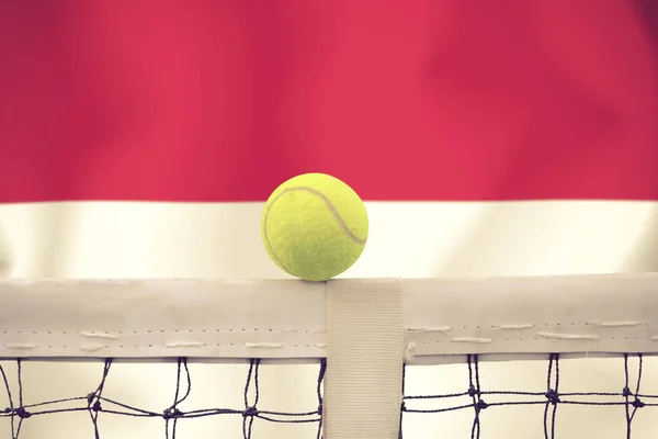 Tennis Boll Nätet Flagga Bakgrund — Stockfoto