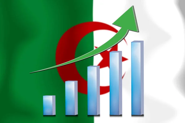 concept  graph The economic betterment Finance and accounting on Algeria flag background