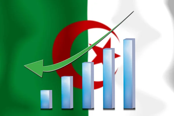 concept  graph The economic downhill Finance and accounting on  Algeria flag background