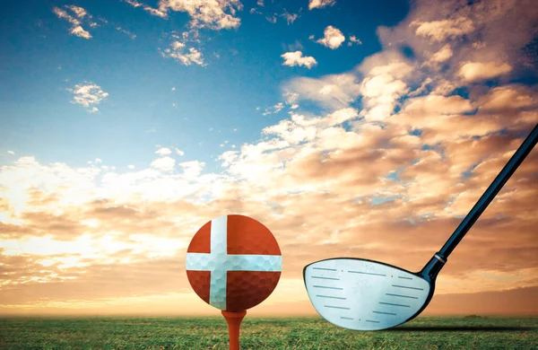 Bola Golfe Dinamarca Cor Vintage — Fotografia de Stock