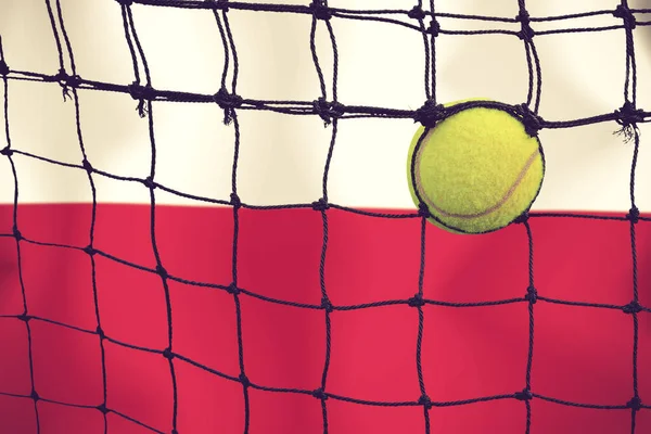 Tennis Boll Nätet Flagga Bakgrund — Stockfoto
