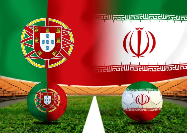 Fotboll Cup Tävling Mellan Den Nationella Portugal Och Nationella Iran — Stockfoto