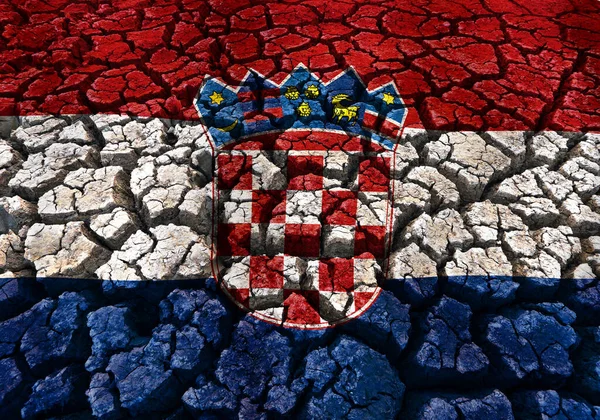 Flaga Chorwacji Popękanym Tle Ziemi — Zdjęcie stockowe