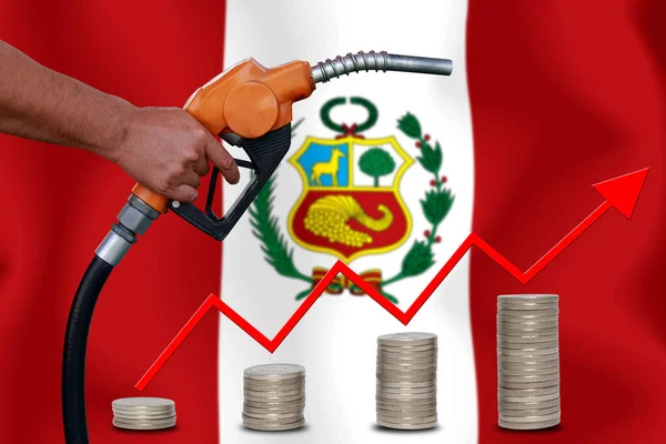 concept  World oil price Chart on  flag background