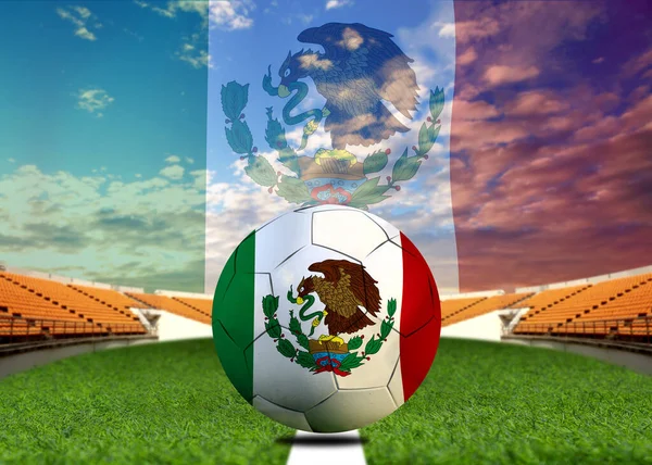 Σημαία Μεξικού Και Μπάλα Ποδοσφαίρου Έννοια Αθλητισμού — Φωτογραφία Αρχείου