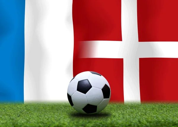 Διαγωνισμός Κυπέλλου Ποδοσφαίρου Μεταξύ Γαλλίας Και Δανίας — Φωτογραφία Αρχείου
