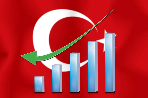 concept  graph The economic downhill Finance and accounting on  flag background