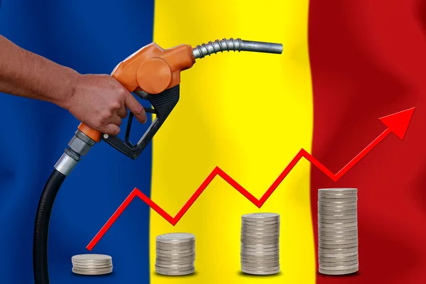 Begrepp Världsmarknadspriset Olja Diagram Flagga Bakgrund — Stockfoto