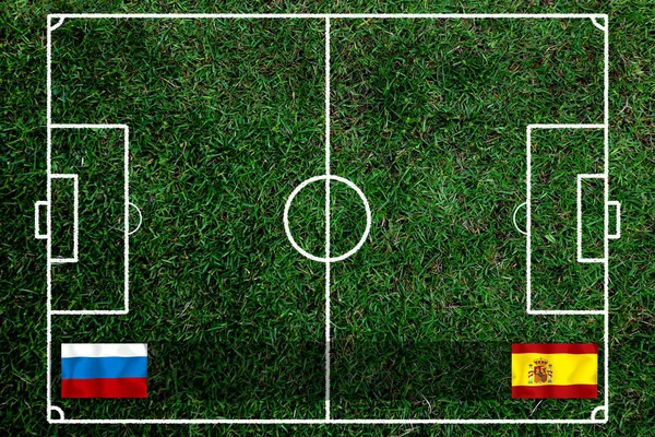 Zawody Pucharu Piłki Nożnej Między Narodowym Rosyjskim Hiszpańskim — Zdjęcie stockowe