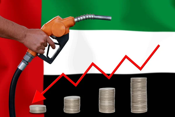 concept  World oil price Chart on  flag background