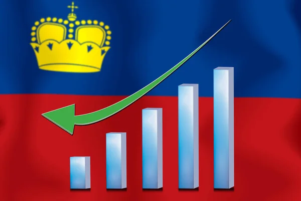 Concept Graph Economic Downhill Finance Accounting Flag Background — Stock Photo, Image