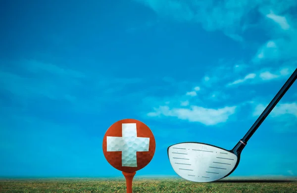 Golf Boll Schweiz Vintage Färg — Stockfoto