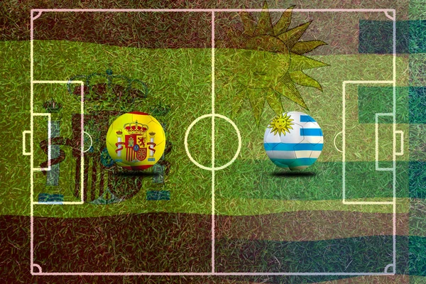Copa Fútbol Entre España Uruguay —  Fotos de Stock