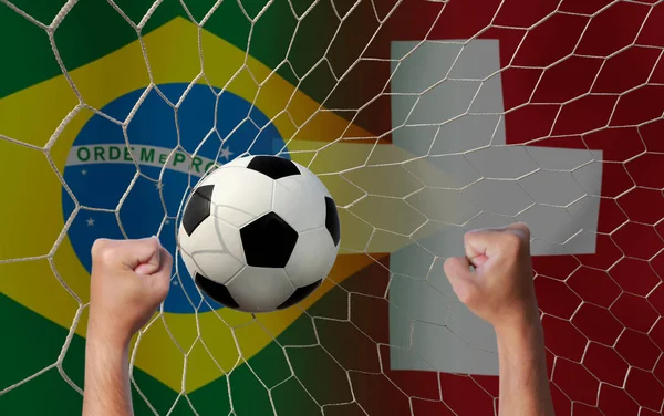 Voetbalbekerwedstrijd Tussen Het Nationale Brazilië Het Nationale Zwitserland — Stockfoto