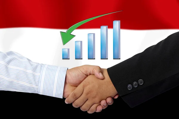 Handshake Contract Together Flag Yemen Background — Stock Photo, Image