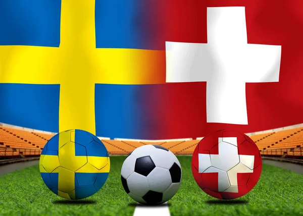 Fotbollstävling Mellan Sverige Och Schweiz — Stockfoto