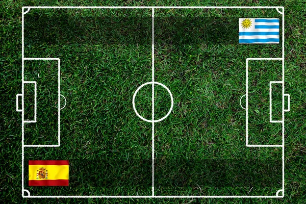 Mistrzostwa Piłce Nożnej Pomiędzy Hiszpanią Narodową Urugwajem Narodowym — Zdjęcie stockowe