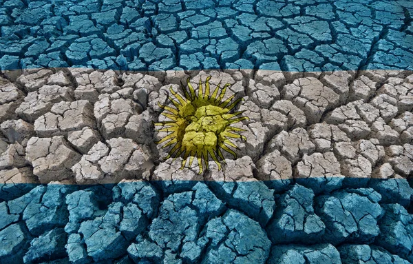 Bandera Argentina Sobre Fondo Tierra Agrietada — Foto de Stock