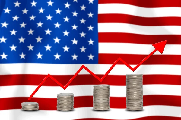 concept  graph The economic betterment Finance and accounting on  flag background