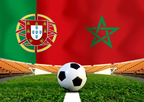 Fotboll Cup Tävling Mellan Den Nationella Portugal Och Nationella Marocko — Stockfoto