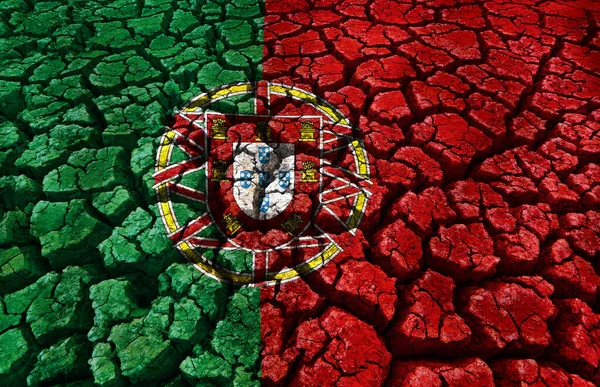 Flagga Portugal Spruckna Jorden Bakgrund — Stockfoto