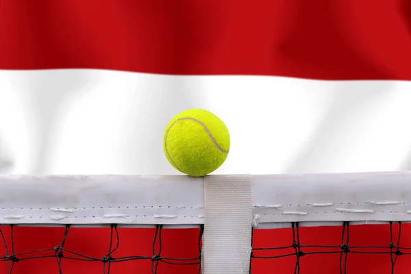 フラグの背景にネットでテニスボール — ストック写真