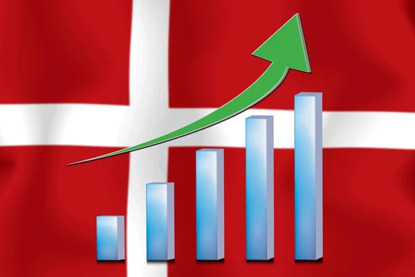 Gráfico Conceitual Melhoramento Económico Finanças Contabilidade Sobre Fundo Bandeira — Fotografia de Stock