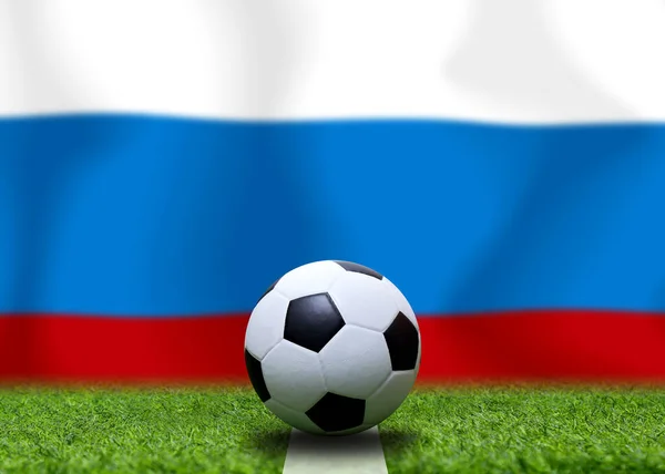 Bandera Rusia Pelota Futbol Concepto Deporte —  Fotos de Stock