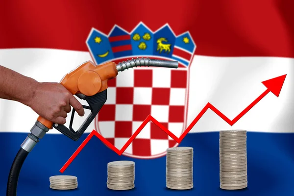 stock image concept  World oil price Chart on  flag background