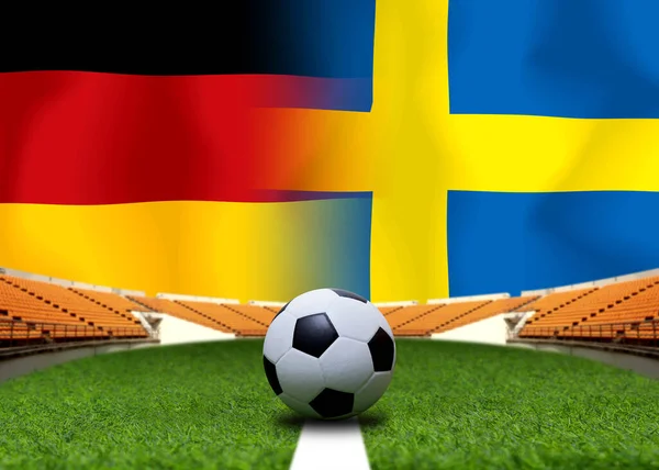 Fotboll Cup Tävling Mellan Den Nationella Tyska Och Nationella Sverige — Stockfoto
